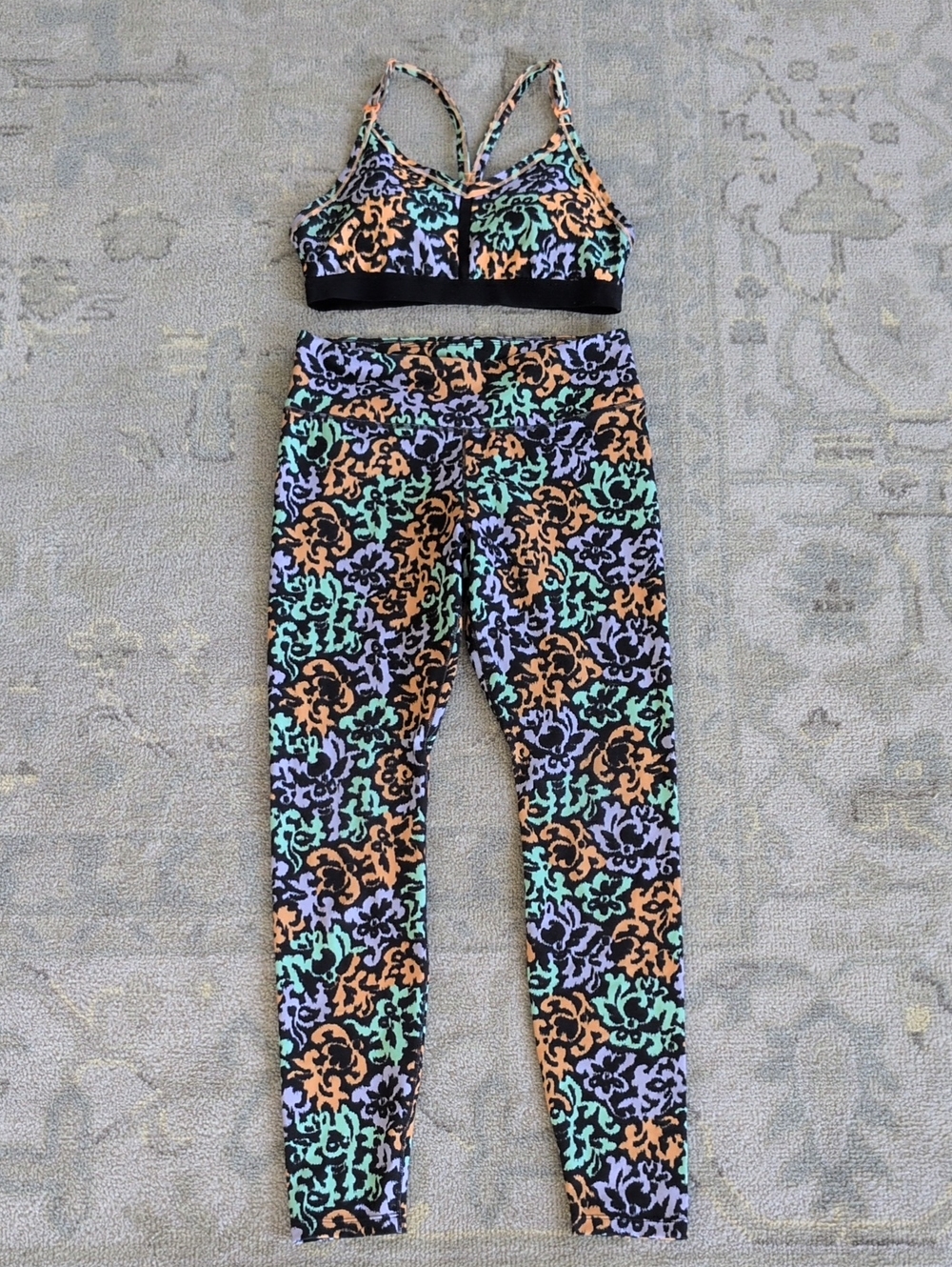 Nike Set - Floral Leopard Print Leggings and Sports Bra